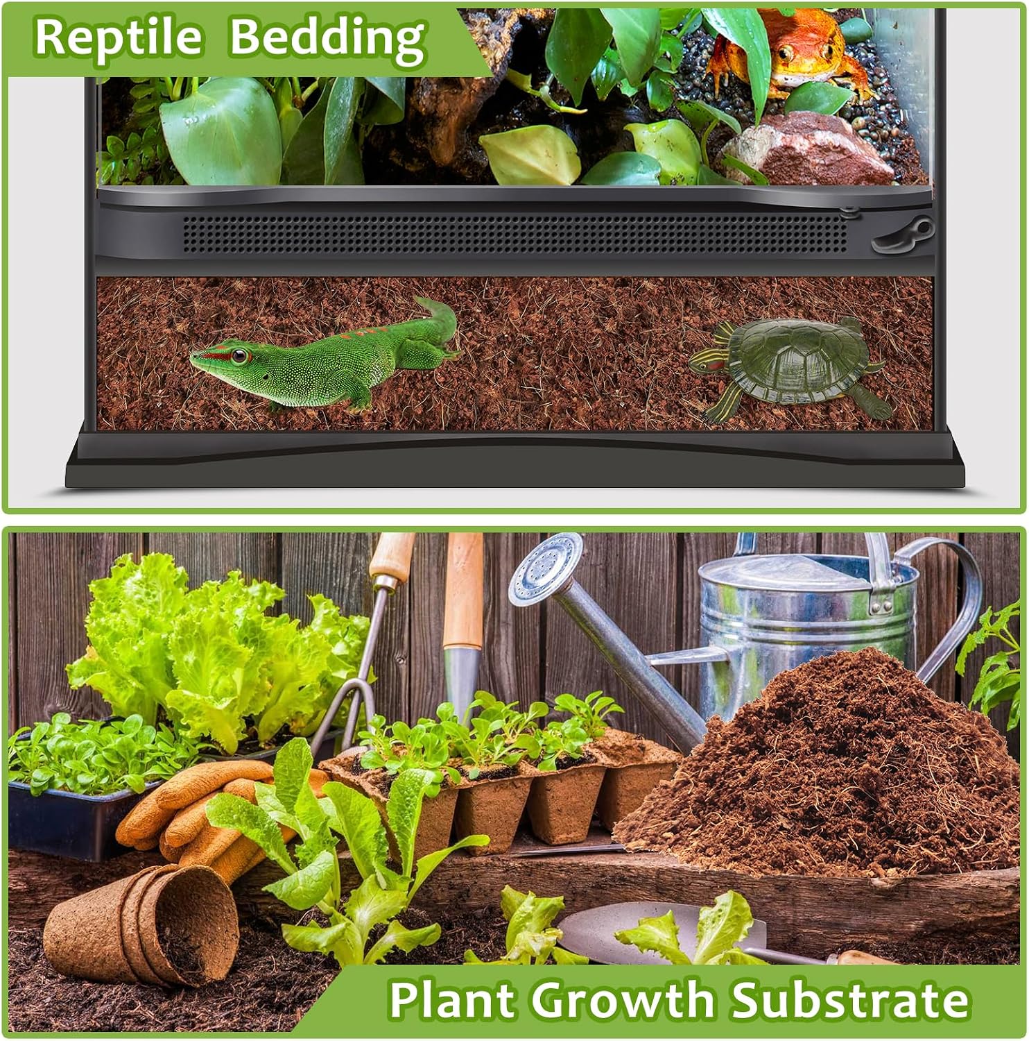 1 Pack Natural Coconut Fiber Substrate, Coco Coir Reptile Bedding | Coconut Husk Reptile Substrate for Tortoises