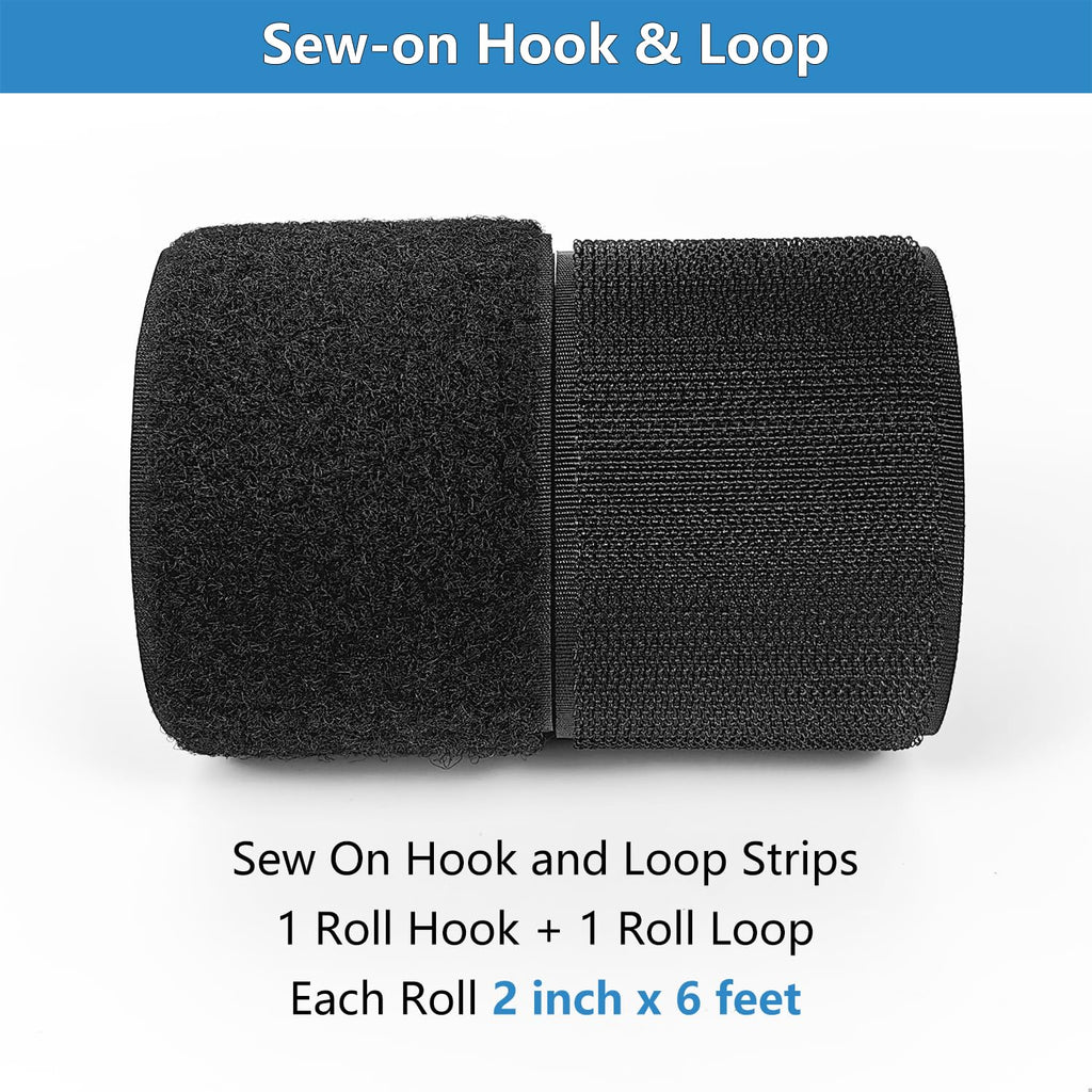 Sew On Hook and Loop Strips, Strong Grip, 2'' x 6'