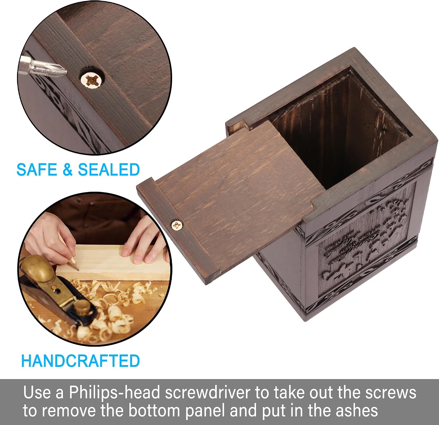 Small Keepsake Sharing Urn for Ashes Wooden Mini Urn 20 Cubic Inches