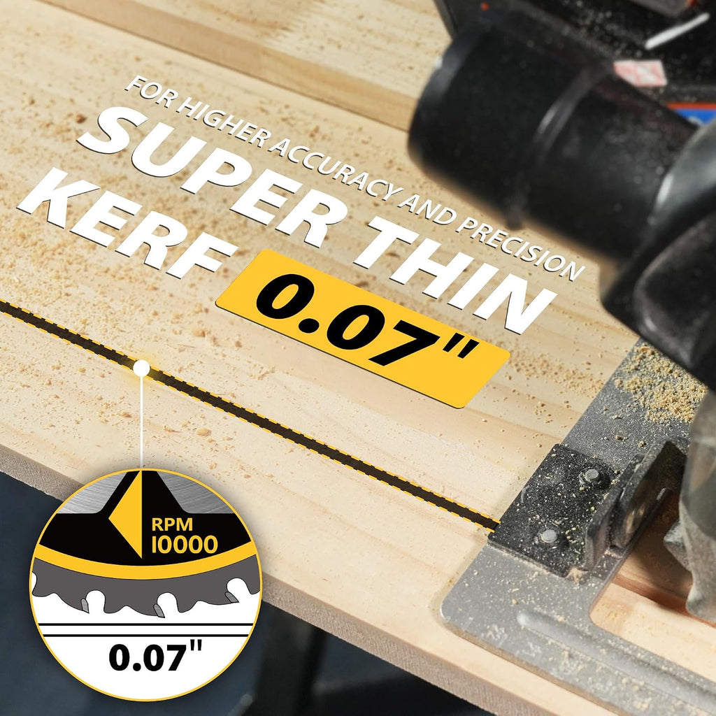 6 1/2 Circular Saw Blades, 60T for Wood and Plywood, 3-Pack | Tungsten Carbide Teeth, Super Thin Kerf, ATB Design