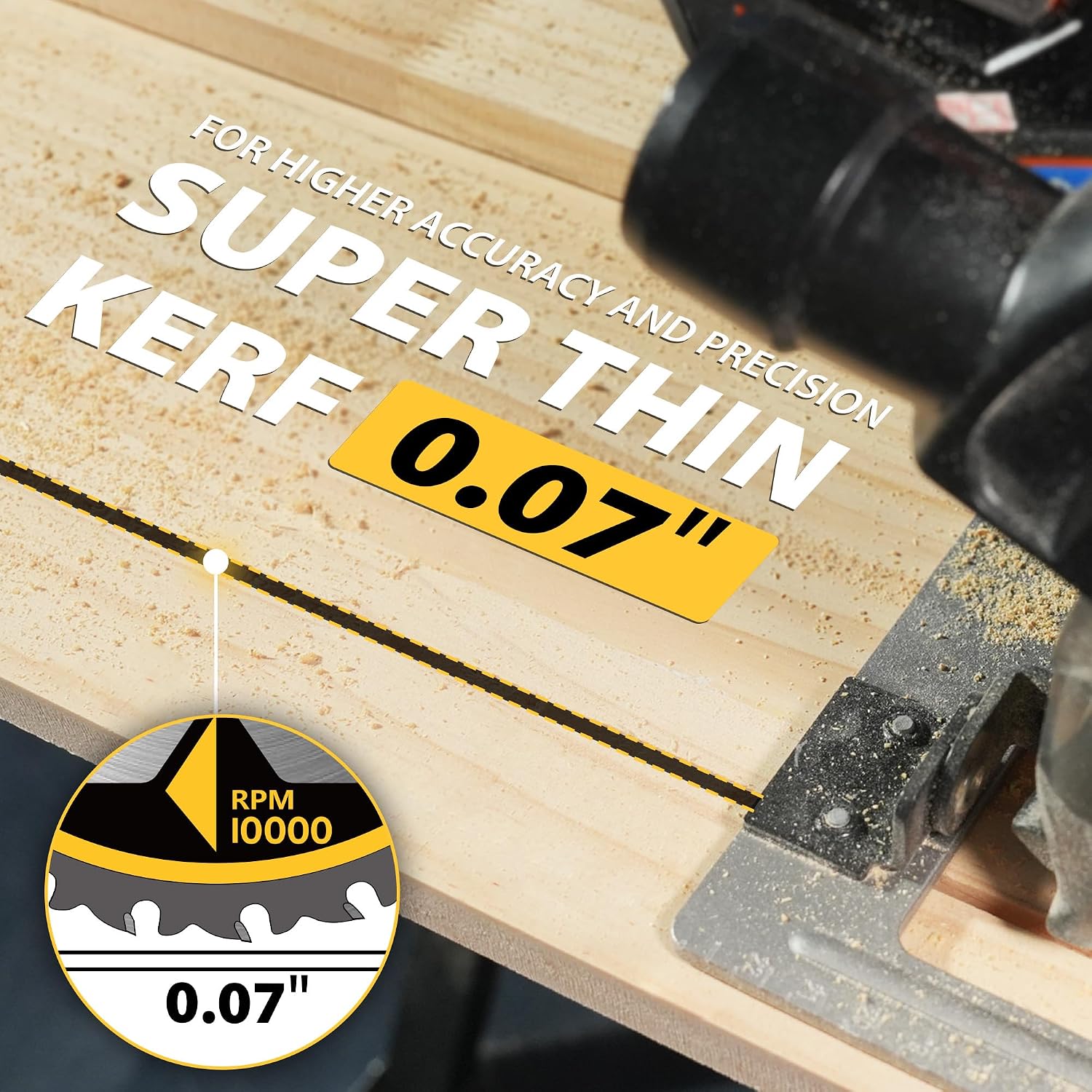 6 1/2 Circular Saw Blades, 60T for Wood and Plywood, 3-Pack | Tungsten Carbide Teeth, Super Thin Kerf, ATB Design