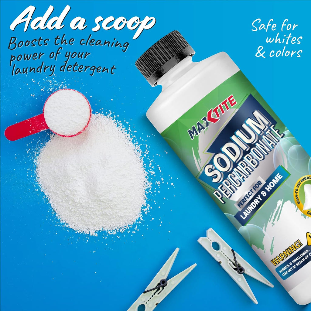 Sodium Percarbonate (4 lbs total - 2 pack of 2 lbs bottles) - 100% Pure - Solid Hydrogen Peroxide/Oxygen Bleach