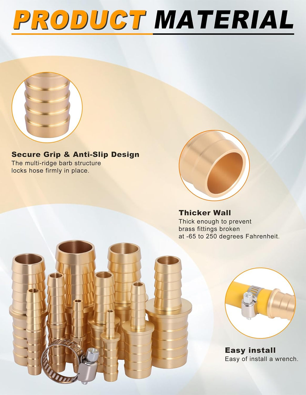 124PCS Brass Splicer Hose Barb Fittings Assortment