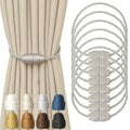 Magnetic Curtain Tiebacks - Rope Tiebacks for Curtains & Drapes, Decorative Window Holdbacks (8 Pack, Grey)