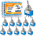 Taiss 10pcs SPDT Mini Toggle Switch 3-Pin 2 Position ON/ON Miniature Toggle Switches 6A 125V AC MTS-102