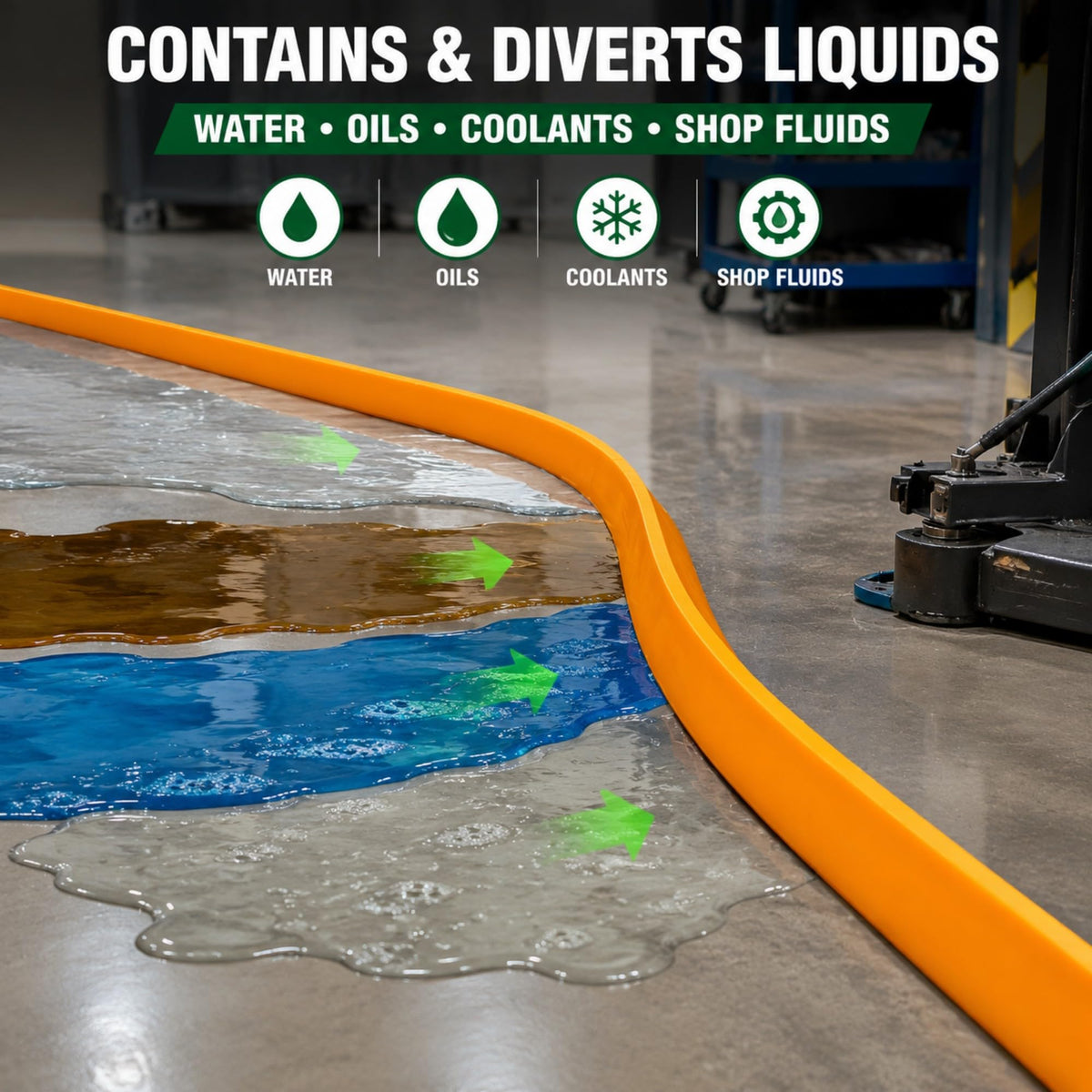 Pooker Polyurethane Spill Barrier Dike, 2.56" W x 118.11" L x 1.46" H
