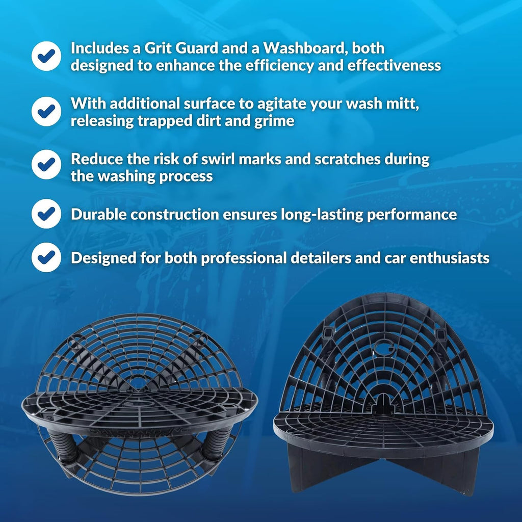 The Original Grit Guard Bucket Insert with Washboard Combo | Removes Dirt from Wash Mitt for Detailing | Car Wash