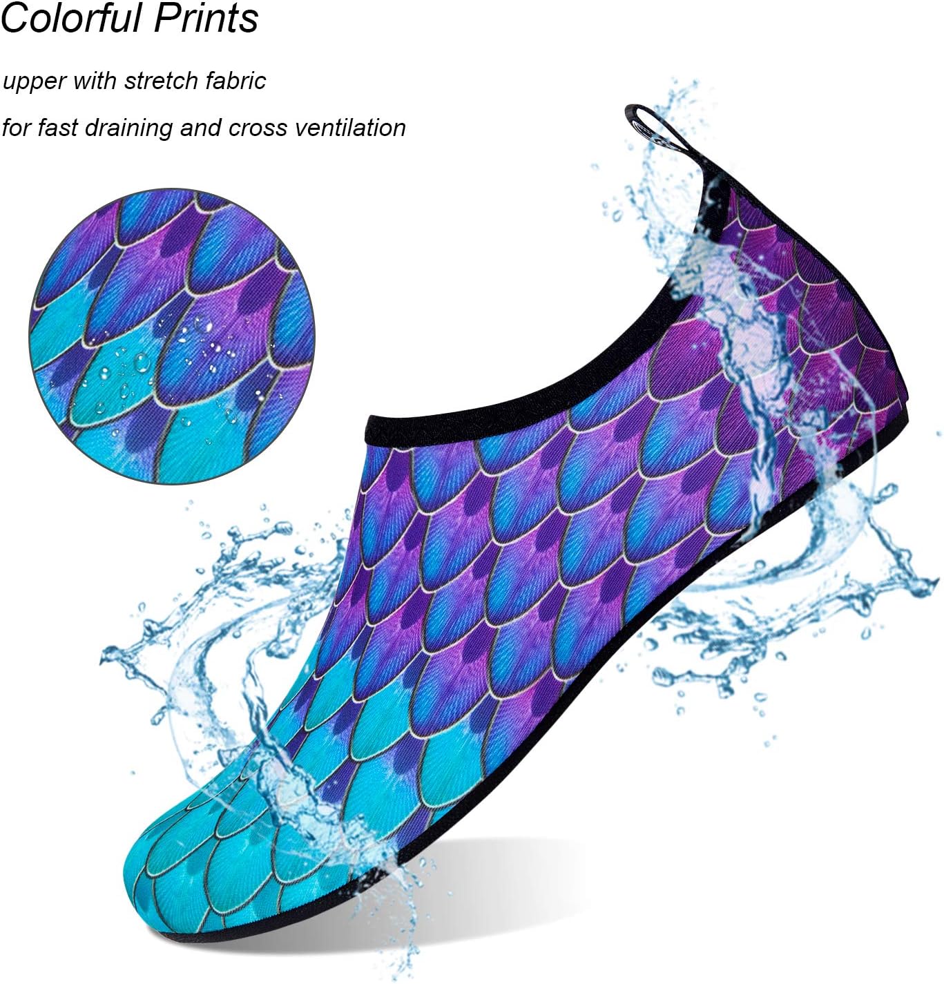 Water Shoes for Womens Mens Barefoot Quick-Dry Aqua Socks for Beach Swim Surf Yoga Exercise New Translucent Color Soles