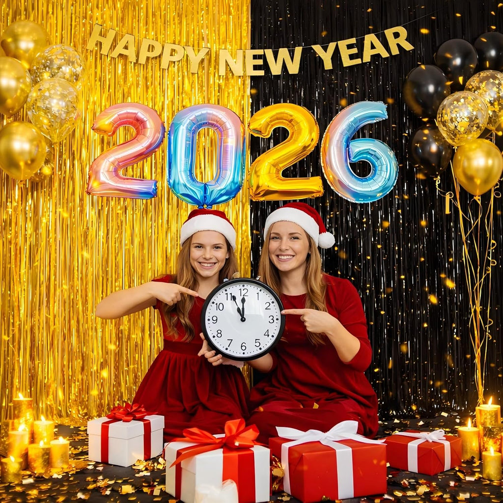 Pure Gold Fringe Curtain Backdrop 3 Pack, 3.2 x 8.2 FT Party Decorations | Graduation Decorations, Birthday Party