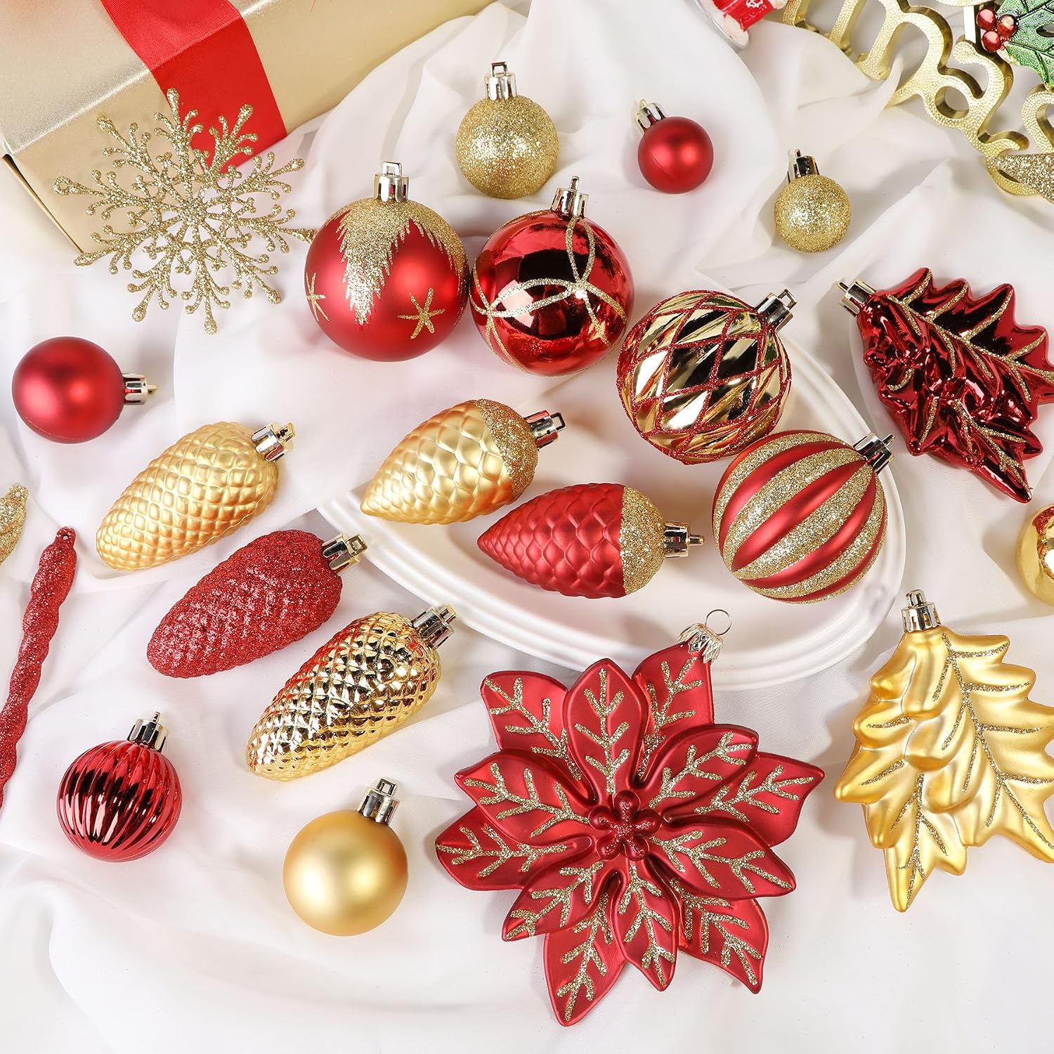 106 PCS Christmas Ball Ornaments for Christmas Tree Decorations | Colorful Shatterproof Plastic Baubles with Hanging