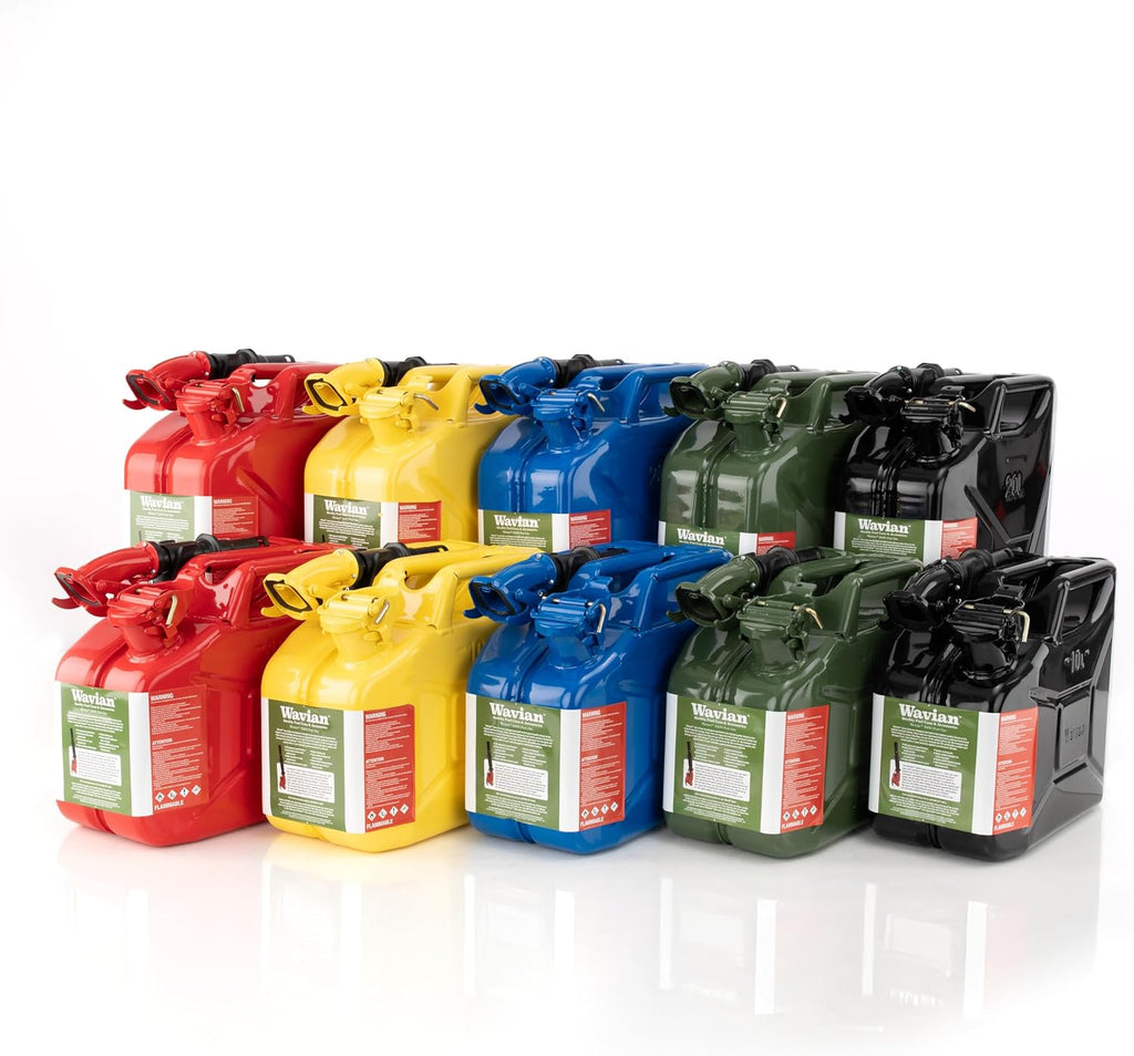 USA Authentic NATO Jerry Can and Spout System - Rust-Proof, EPA & CARB Compliant, 10 Litre, Yellow, Wavian 2.65
