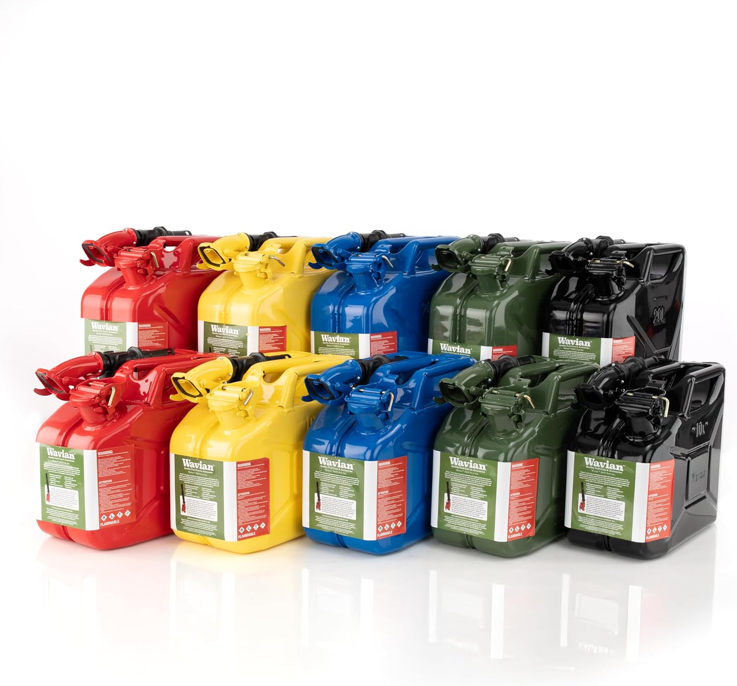 USA Authentic NATO Jerry Can and Spout System - Rust-Proof, EPA & CARB Compliant, 10 Litre, Yellow, Wavian 2.65