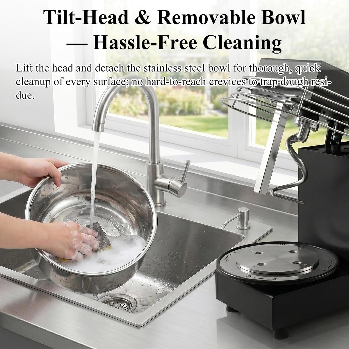 10.7 Qt Commercial Spiral Dough Mixer, Heavy Duty Dough Kneader