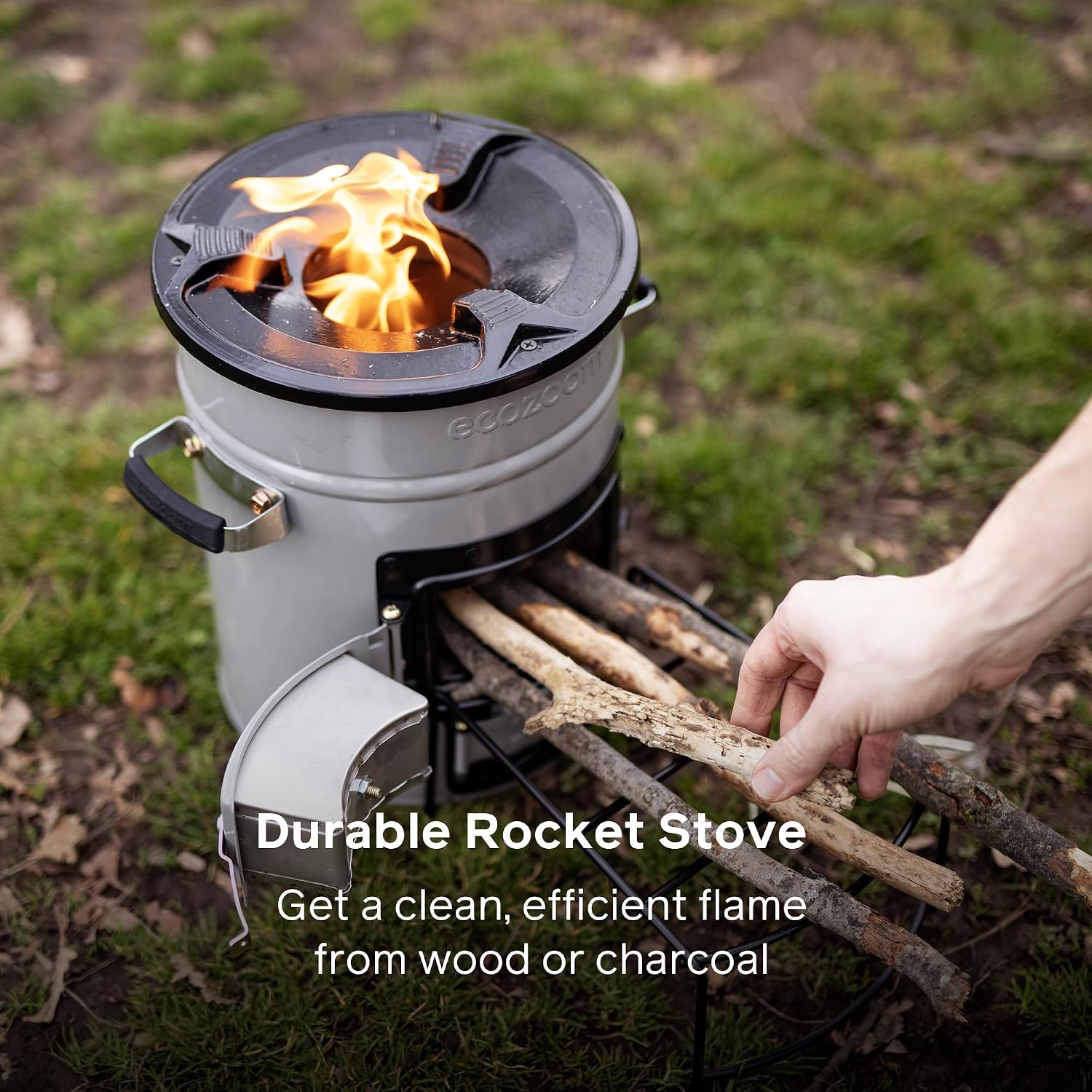 Rocket Stove, Dual Fuel Wood & Charcoal, Portable & Insulated | Heavy Duty, Emergency Use, Refractory Linings