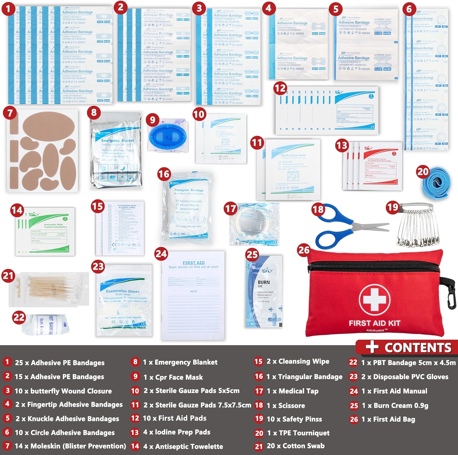 Mini First Aid Kit - 140 Piece Small First Aid Medical Kit for Car, Home, Office, Travel, Camping, Sports, Outdoor