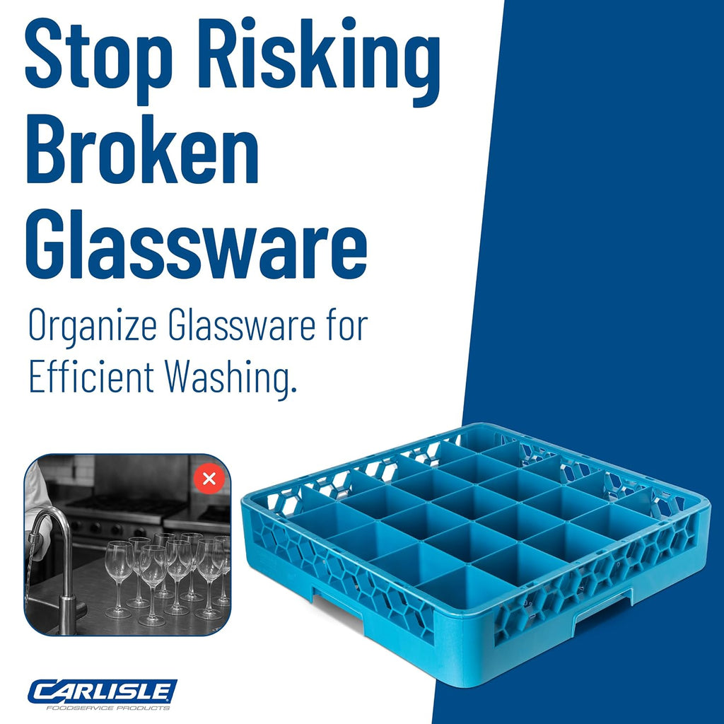 Carlisle Commercial Dishwasher Glass Rack, 25 Compartments, Base Rack