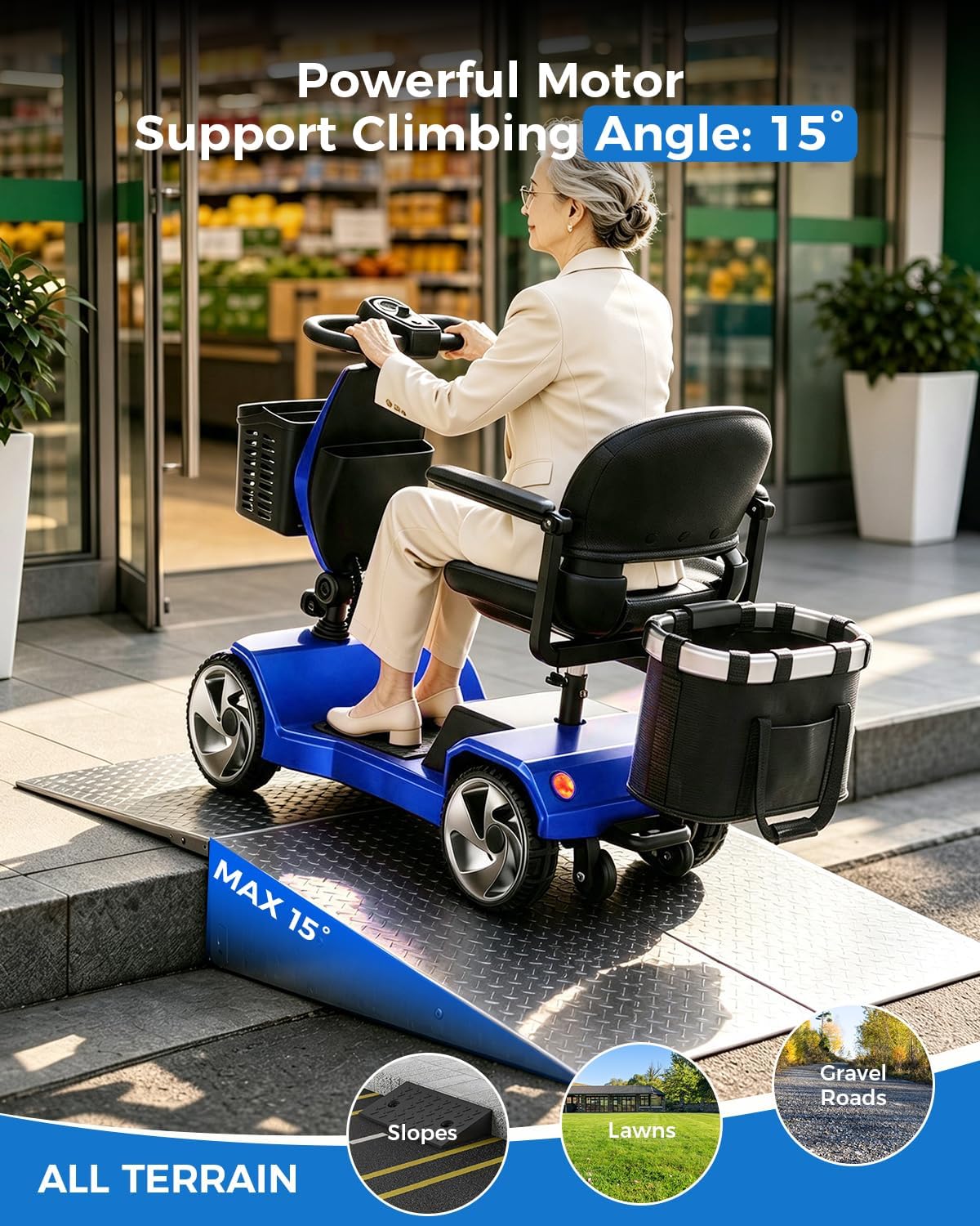 Foldable Mobility Scooters for Seniors,330LBS Capacity,15.5-Mile Range,4 Wheel Lightweight Mobility Scooters for