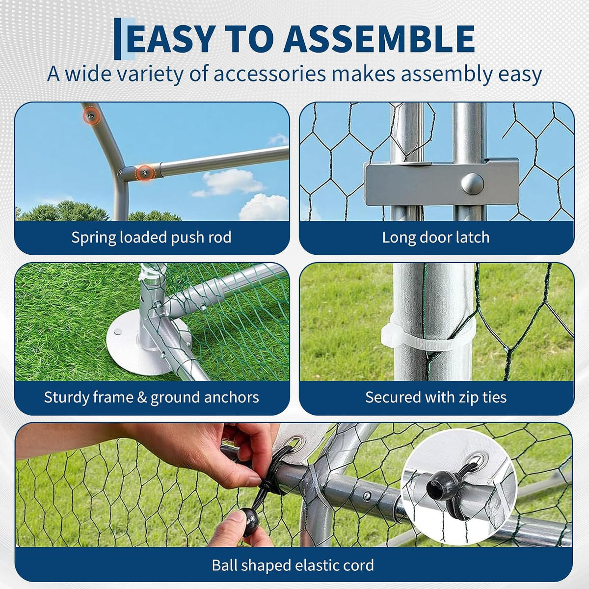 Metal Chicken Coop, Large Walk-in Run 13x10 FT for Yard