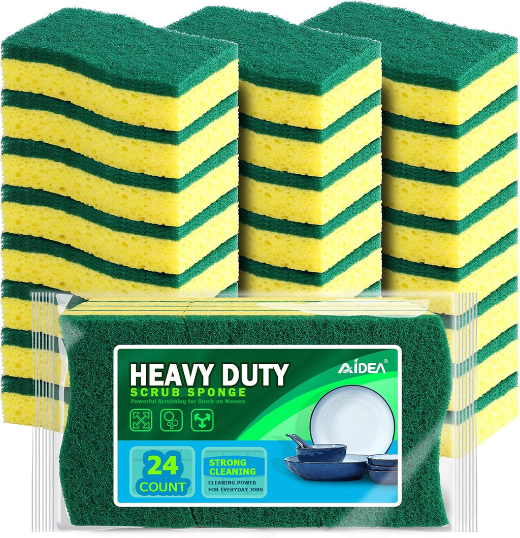 Sponges Kitchen, Heavy Duty Scrub Sponge-24Count, Sponges for Dishes
