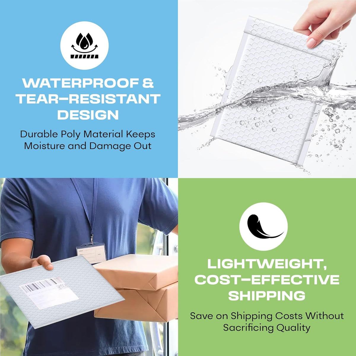 Arctic White Bubble Mailers 8.5x12 Poly Padded Envelopes #2 100 Pack