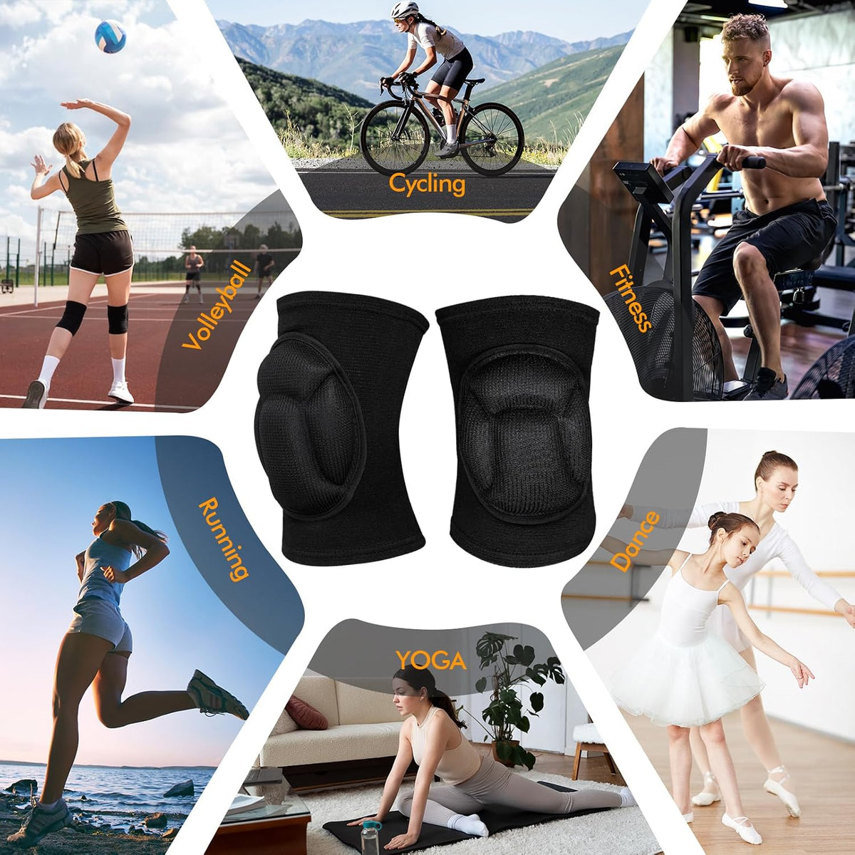 Protective Knee Pads, Thick Sponge Anti-slip,Women's/Men's Knee Pads for Volleyball, Rock Climbing, Cycling, Dancing