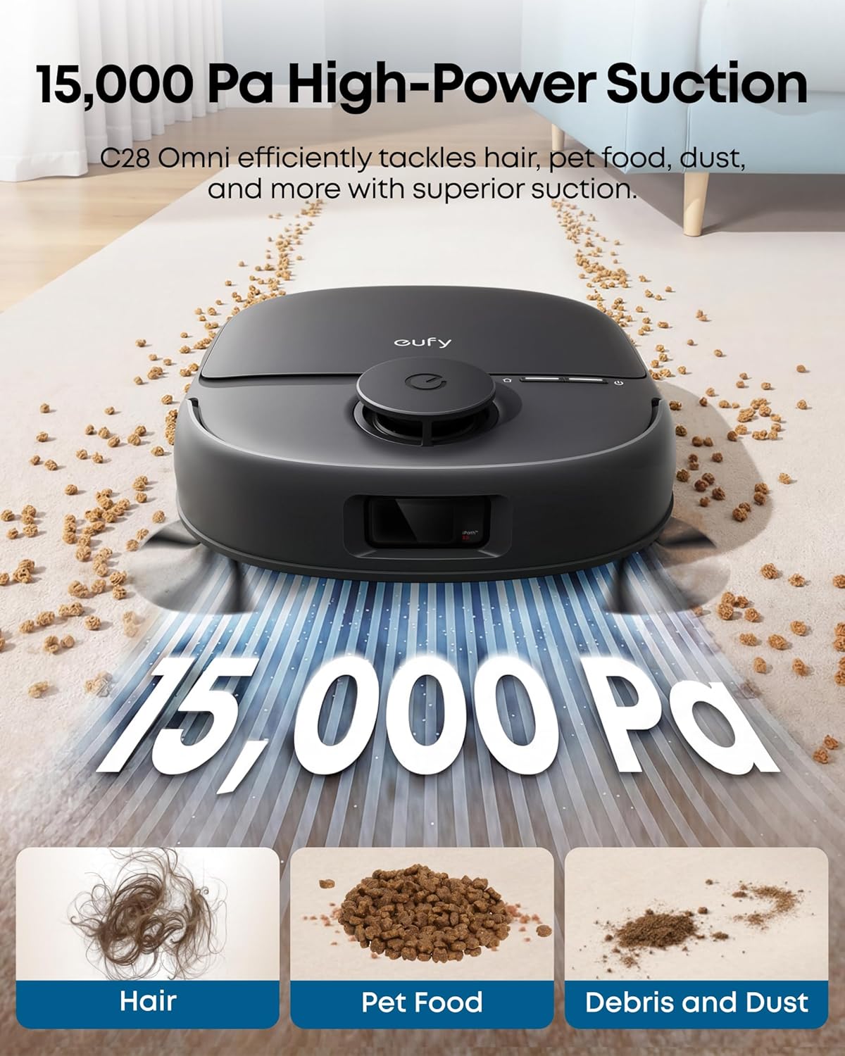 C28 Robot Vacuum and Mop Combo, 15,000 Pa, HydroJet Roller Mop | Upgraded from X10 Pro, Zero-Tangle for Pet Hair
