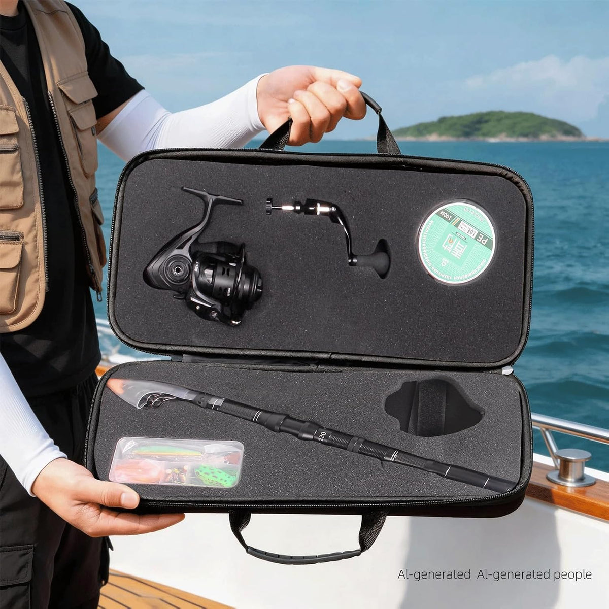 Telescopic Fishing Rod and Reel Combo, Carbon Fiber Collapsible Travel Fishing Pole Kit with Carrier Case & Lures