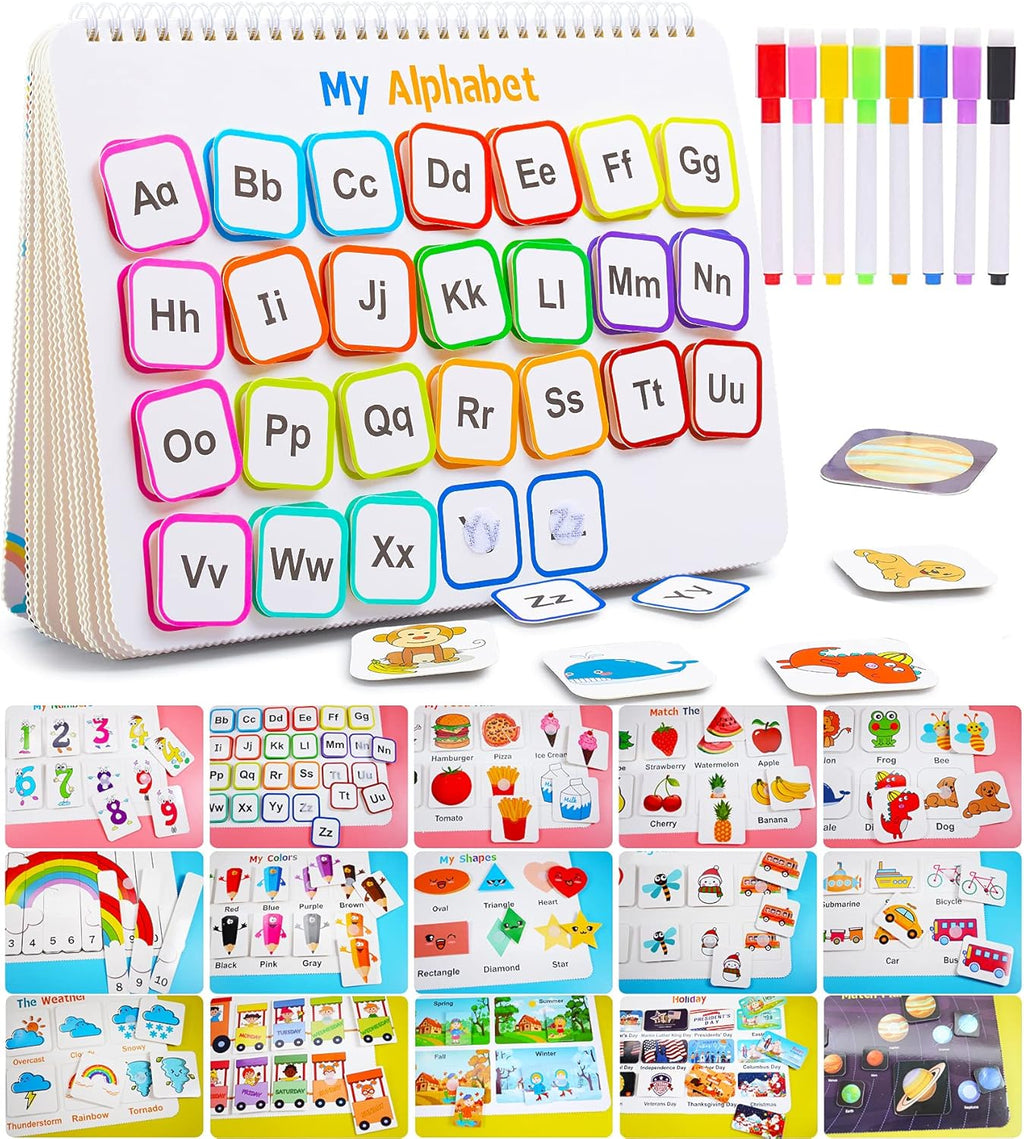 Montessori Preschool Learning Activities Busy Book - Workbook Activity Binder / Toys for Toddlers, Autism Learning