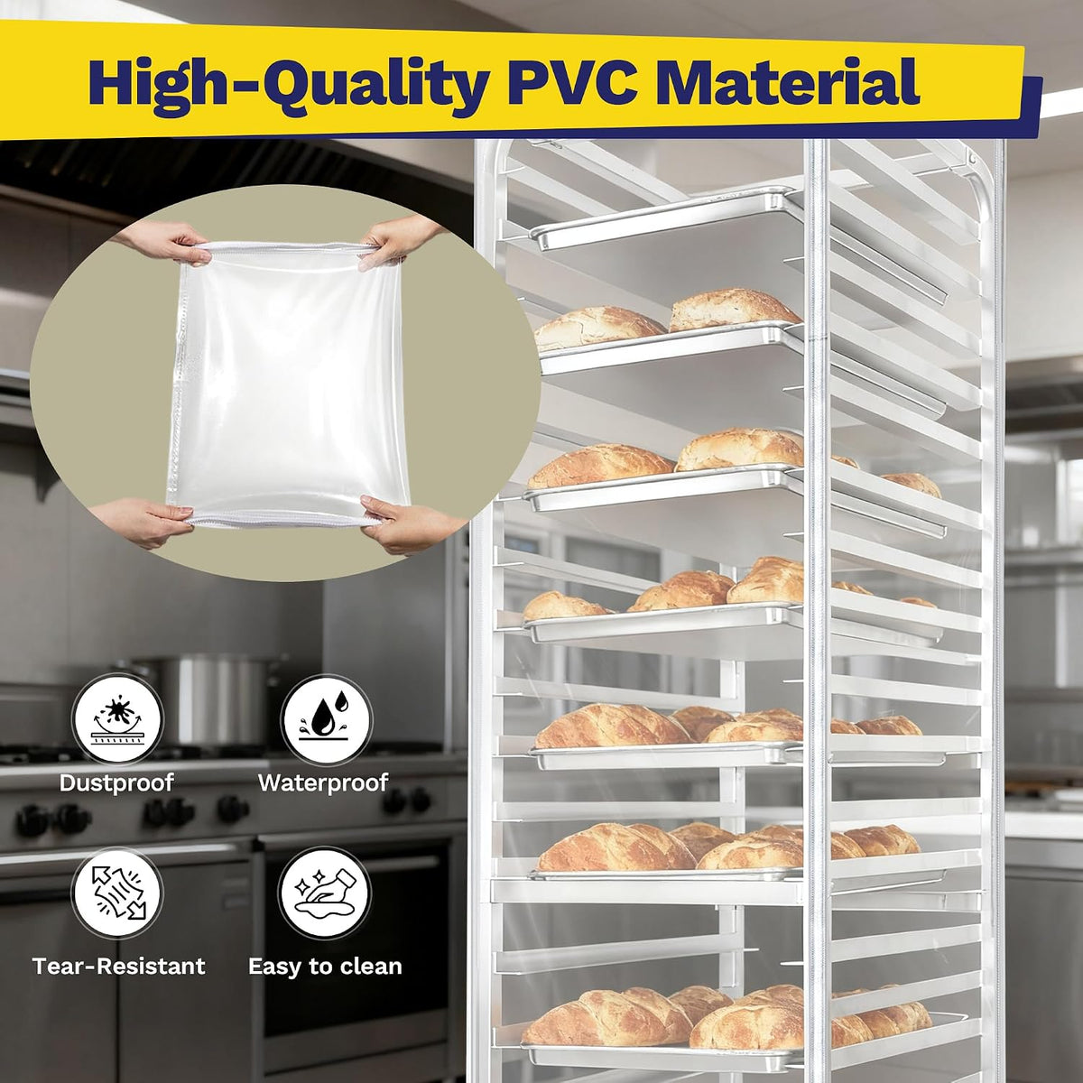 10-Tier Half Sheet Pan Rack with Cover, NSF Aluminum Speed Rack
