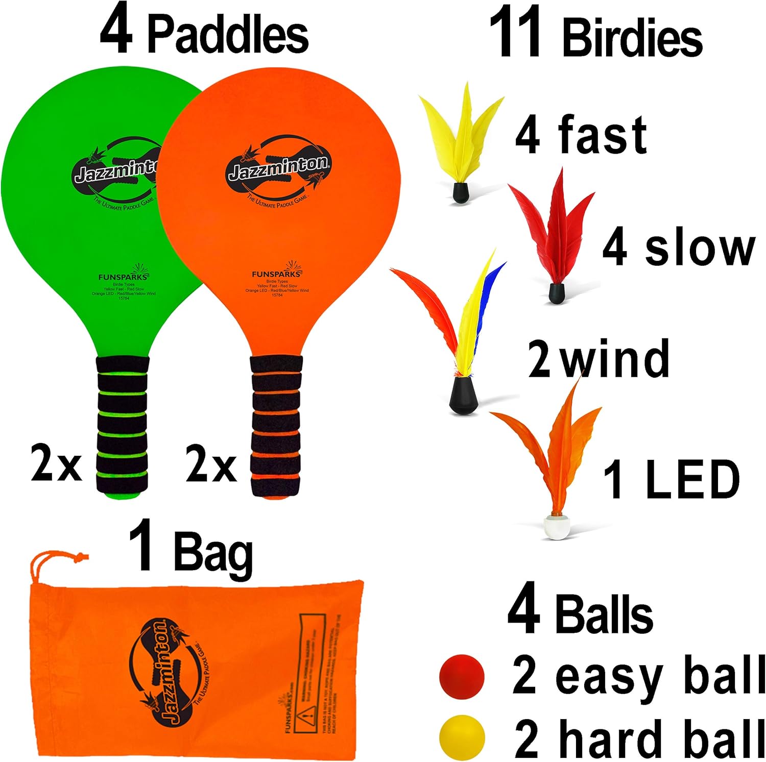 Paddle Game Select Double Badminton Set 4 Rackets - Beach Games for Kids Teens Adults and Family Games -Outdoor Games