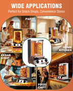 Shawarma Grill Machine - Gas Vertical Rotisserie with 2 Burners and Drip Pan for Home Use, Stainless Steel Rotating