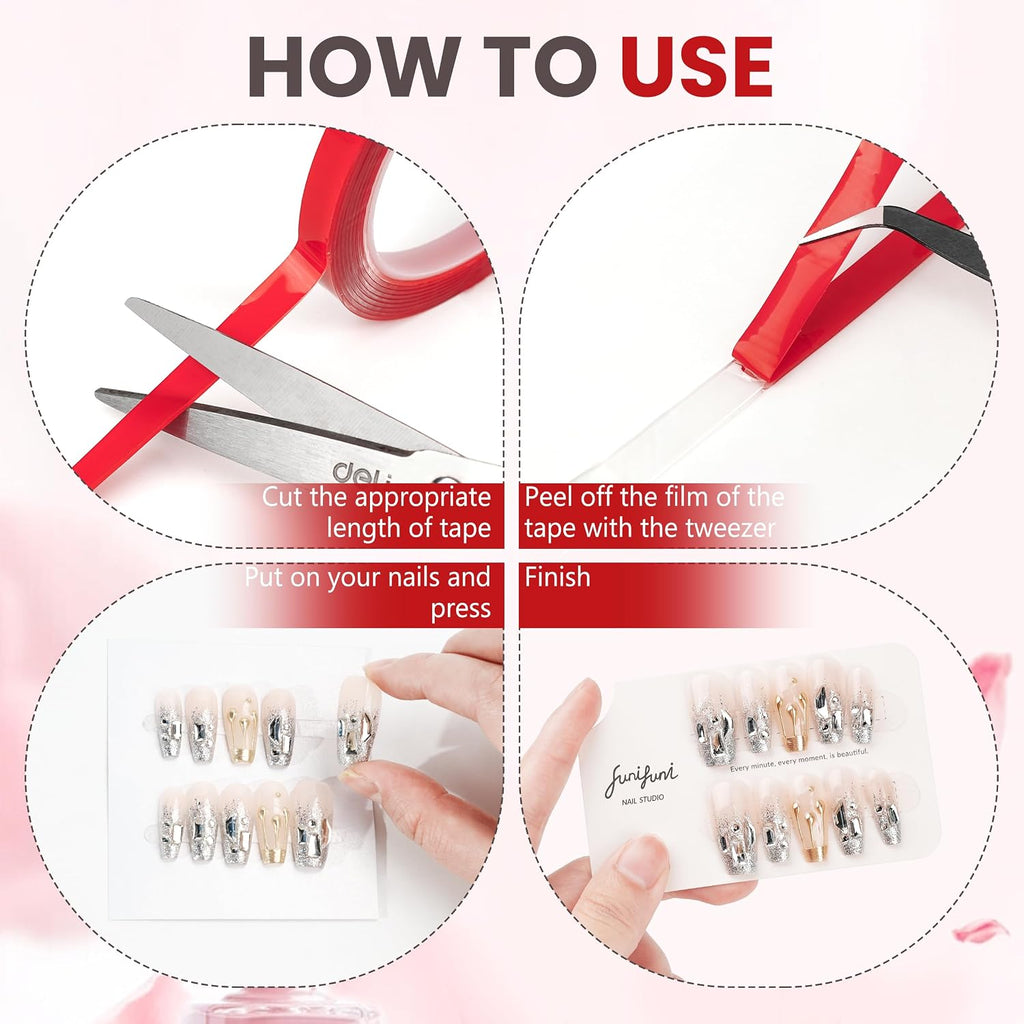 6 Rolls Double Sided Nail Tape for Press on Nails Salon Display