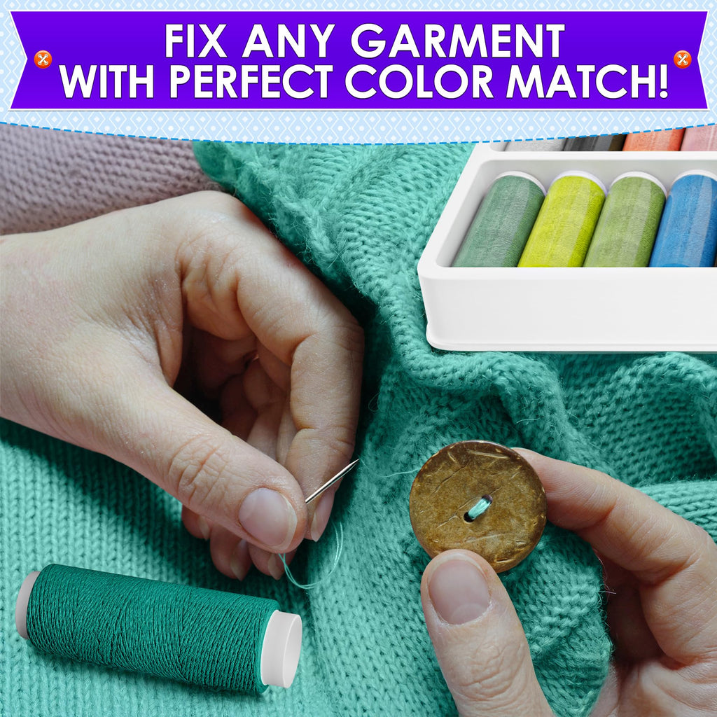 Sewing Thread Set, 39 Colors, 140 Yards Per Spool, Case Included