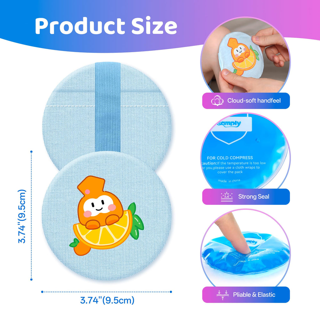 Small Gel Ice Packs, 4 Mini Reusable Cold Packs with 2 Cute Covers