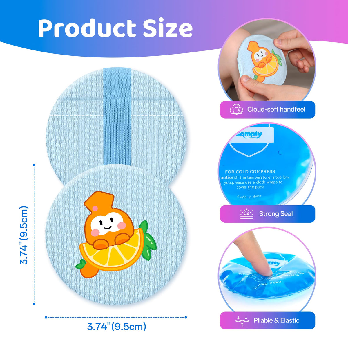Small Gel Ice Packs, 4 Mini Reusable Cold Packs with 2 Cute Covers