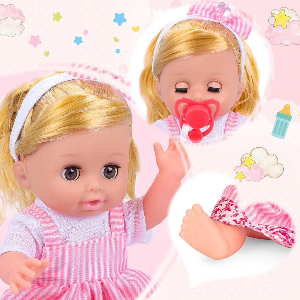 Baby Care Doll Toys Set, 36PCS Dolls Playset, Hair Salon Pretend Play Toddler Doll Toys Incl 14'' Baby Dolls Toy