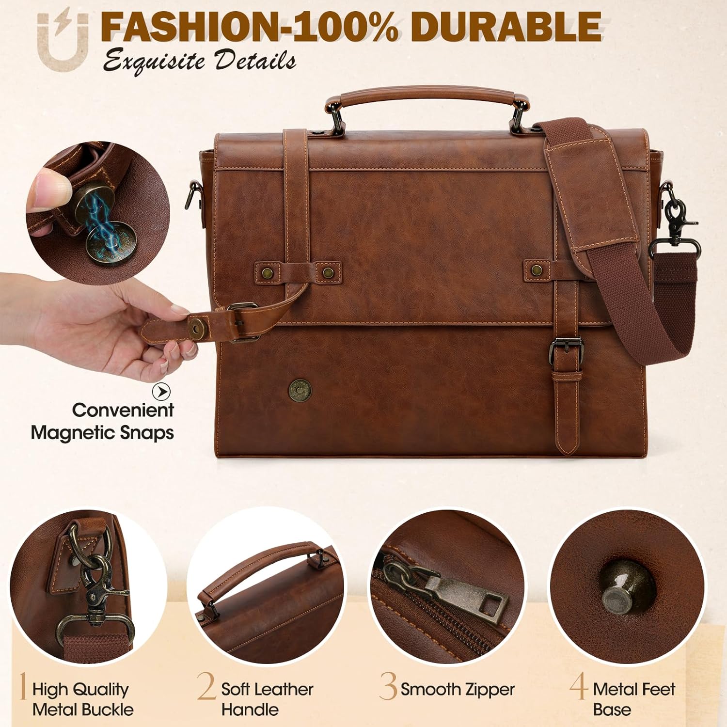 Mens Messenger Bag 17 Inch Waterproof Vintage Leather Laptop Briefcase Large Laptop Bag Satchel Bag Computer Shoulder