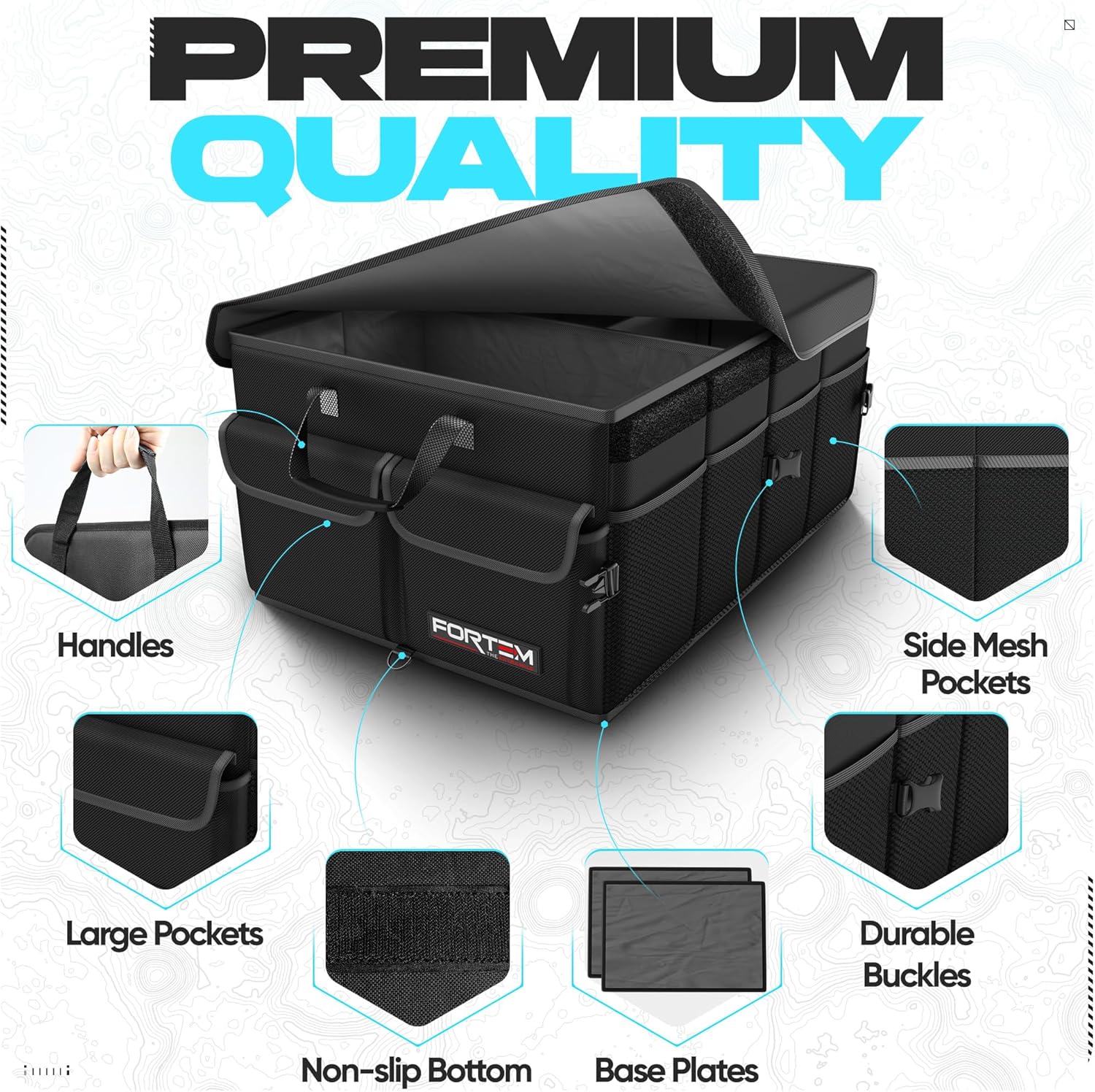 Trunk Organizer For SUV Car Trunk Organizer, Foldable Storage, Car Accessories for Women Men, Collapsible Bag, 600D