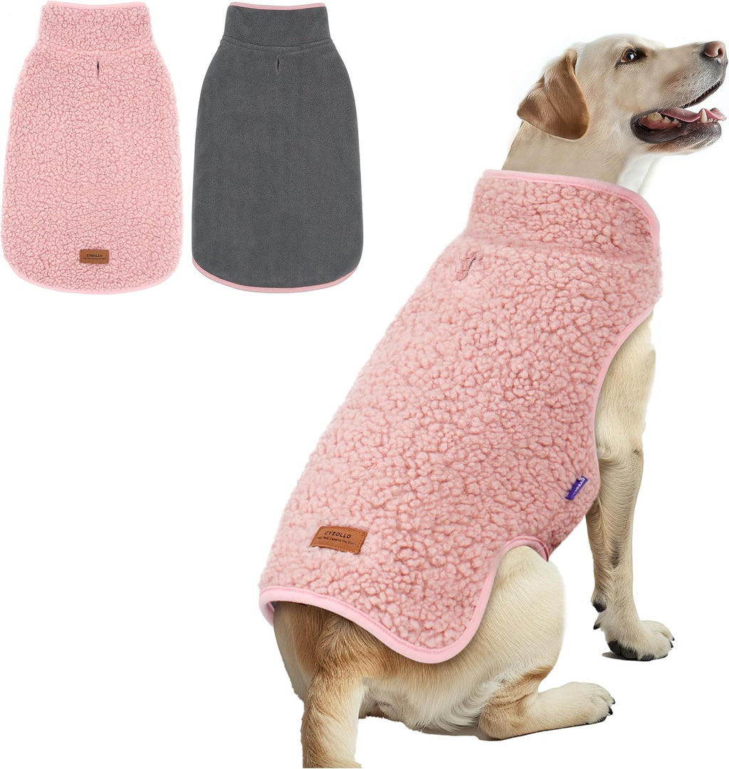 Sherpa Dog Coat Turtleneck Reversible Fleece Vest Sweater Thick Pet Clothes for Cold Weather Winter Jacket Warm Dog