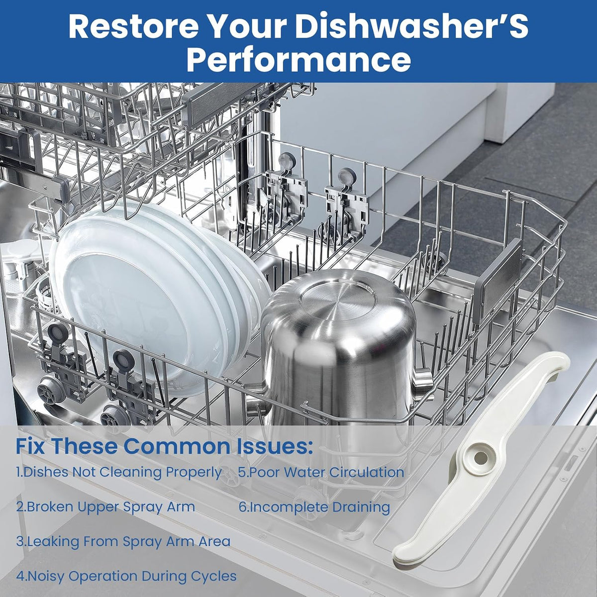 8193504 Dishwasher Upper Spray Arm for Whirlpool Kenmore, 1 Pack