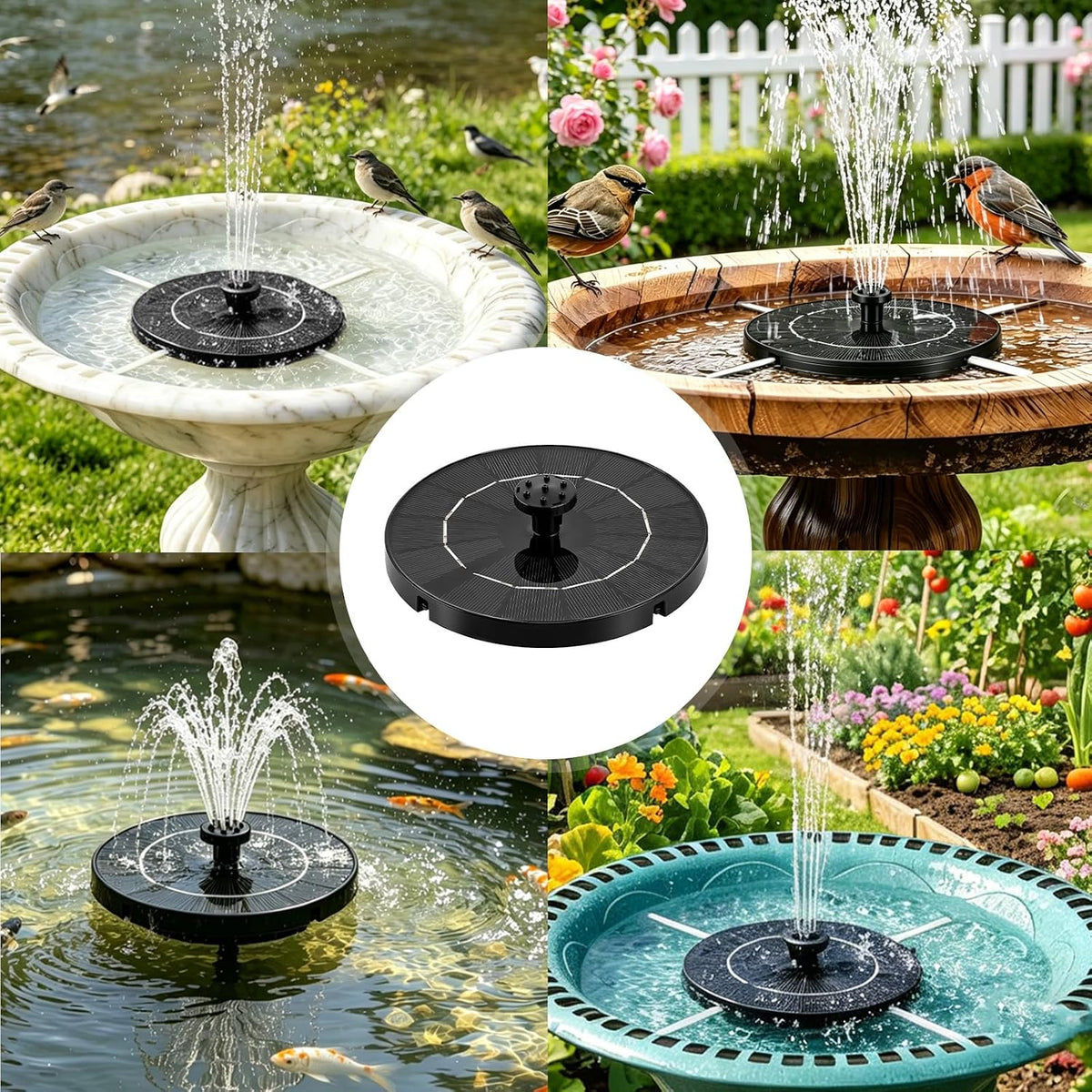 3.5W Solar Powered Water Fountain for Bird Bath Water Pump with 6 Nozzles