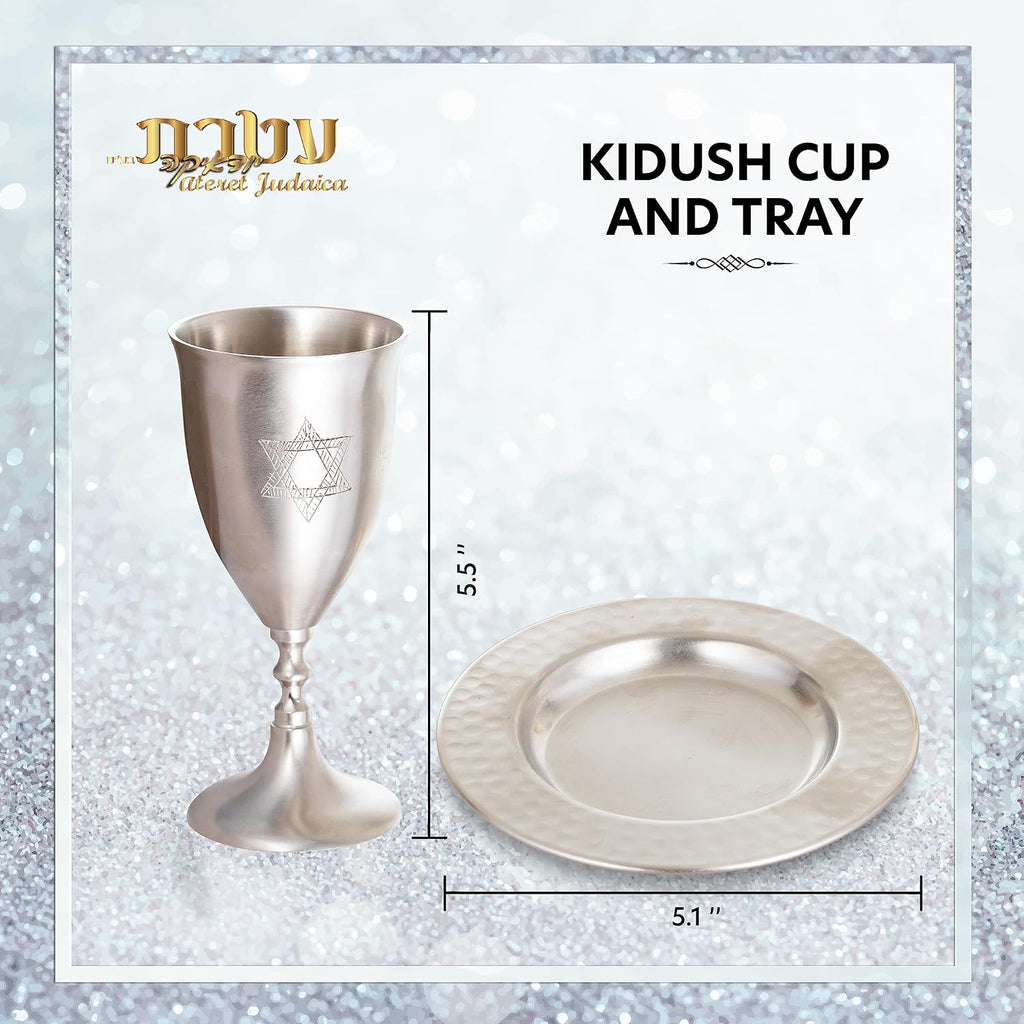 Elegant Traditional Star of David Kiddush Wine Cup with Brass Satin Finish - Perfect for Shabbat, Holidays, Havdalah