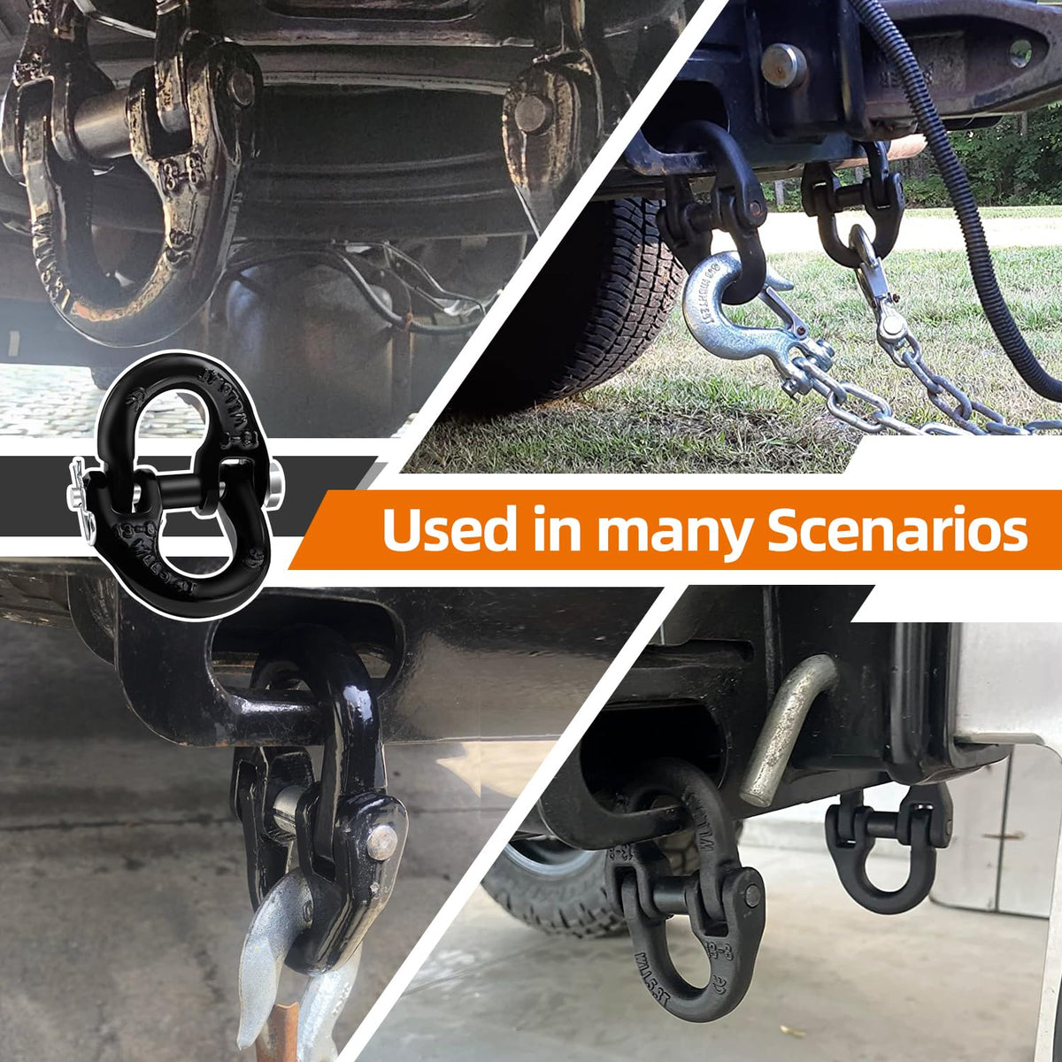 lifgarfe 2pcs 1/2inch Hammerlock Coupling Connector Link Safety Chain Adapter Connector Link Hammerlock Tow Hitch