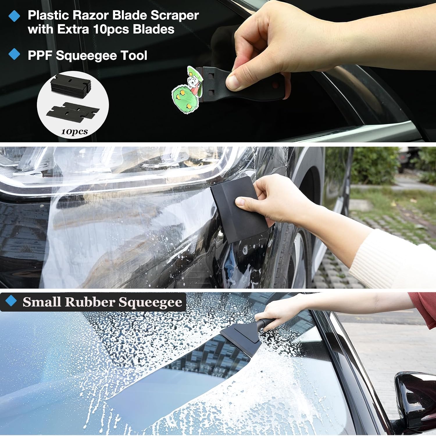 Vinyl Wrap Tool Kit for Car Window Tint Installation with Magnet Holder, Rubber & Vinyl Squeegees, Shank Gasket, Mini
