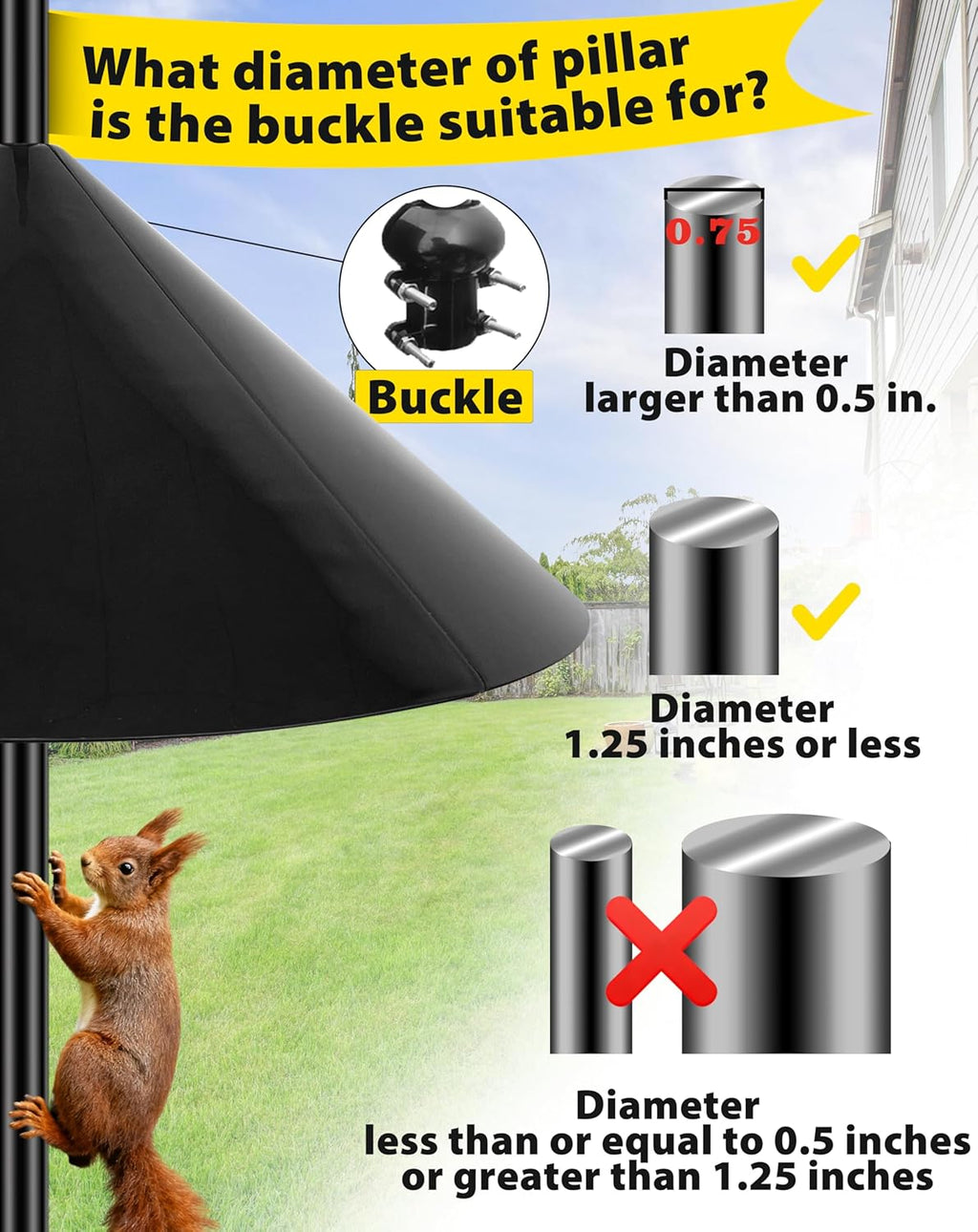 Squirrel Baffle,19-Inch Squirrel Baffle for Bird Feeder Pole,Squirrel-Proofs for Outdoor Shepherd's Hooks，Outside
