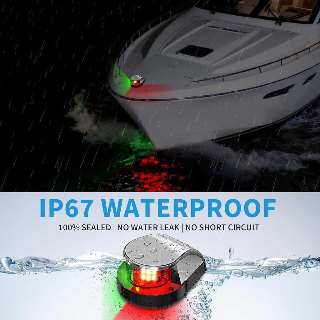 Obcursco Boat Navigation Lights, Red and Green LED Light, Boat Accessories