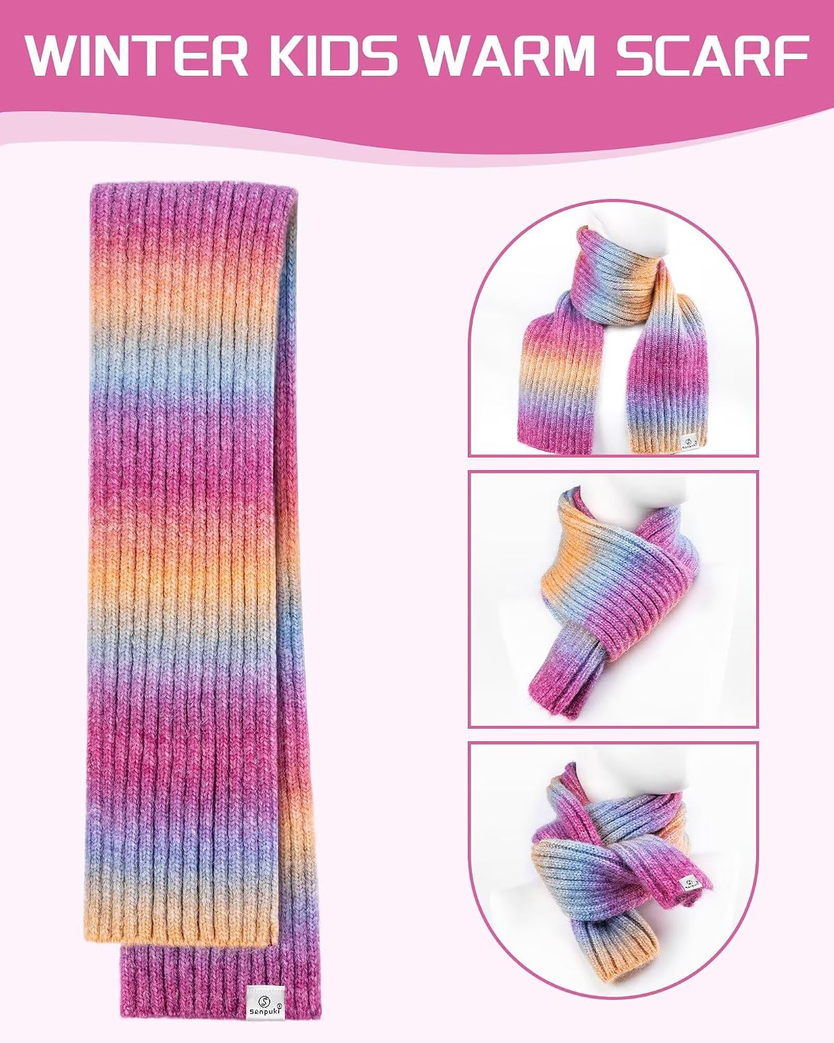 Kids Winter Beanie Gloves Scarf Set,Girls Toddler Winter Hat With Pom Neck Warmer Gaiter Mittens Fleece Lined Set