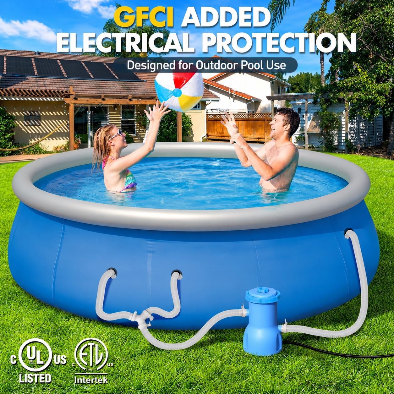 530 GPH Above Ground Pool Filter Pump, ETL Certified Cartridge Filter Pump System with GFCI Protection, Includes Type