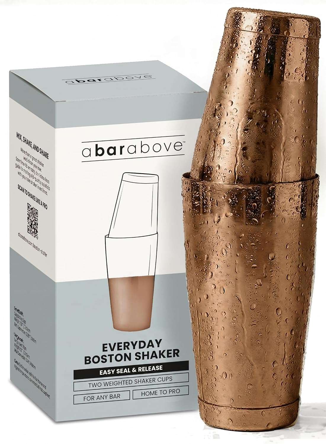 Boston Cocktail Shaker Set Weighted 18 and 28 Oz Antique Copper