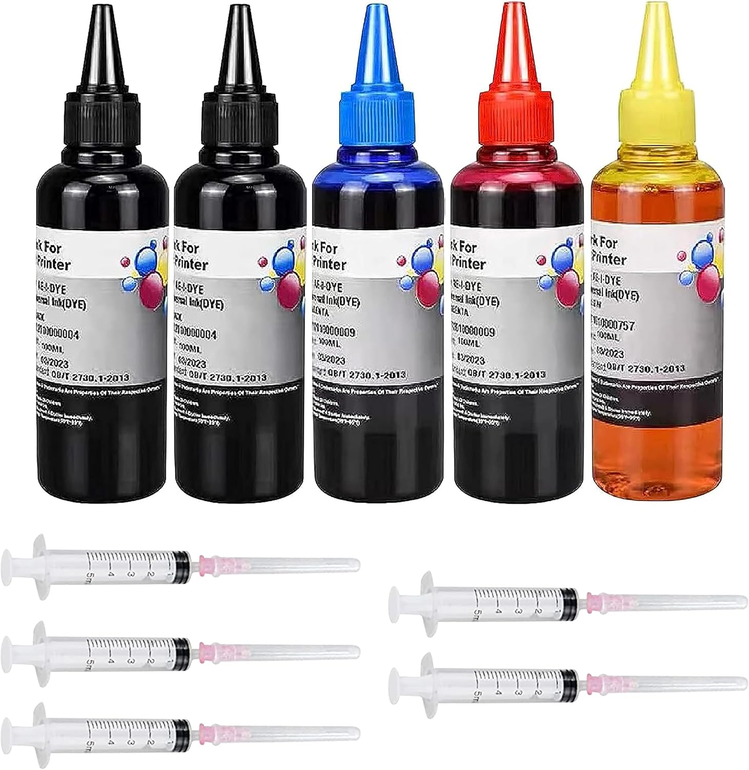 5-Pack Universal Ink Refill Kit for All HP Canon Epsn Brother Printers Compatible Cartridges Refillable Cartridge